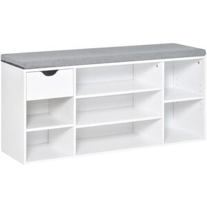 Homcom Shoe Storage Cabinet Bench - Entryway Organizer - White & Grey Homcom Shoe Storage Cabinet Bench - Entryway Organizer - White & Grey