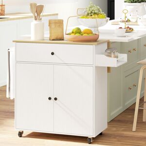 Homcom Kitchen Island With Drop Leaf, Rolling Storage Cart With Drawer, White Homcom Kitchen Island With Drop Leaf, Rolling Storage Cart With Drawer, White