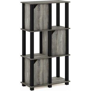 Furinno Brahms 4-Tier Storage Shelf With 3 Doors, French Oak/black Furinno Brahms 4-Tier Storage Shelf With 3 Doors, French Oak/black
