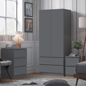 Fwstyle 2 Door 2 Drawer Combination Wardrobe Dark Matt Grey Scratch Resistant Fwstyle 2 Door 2 Drawer Combination Wardrobe Dark Matt Grey Scratch Resistant