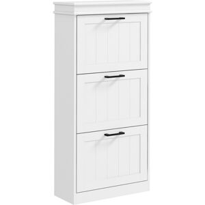 Homcom Slim Shoe Storage Cabinet With 3 Flip Drawers For Entryway, White Homcom Slim Shoe Storage Cabinet With 3 Flip Drawers For Entryway, White