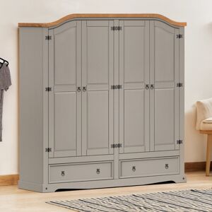 Corona Wardrobe 4 Door 2 Drawer Grey Wax Mexican Solid Pine By Mercers Furniture Corona Wardrobe 4 Door 2 Drawer Grey Wax Mexican Solid Pine By Mercers Furniture