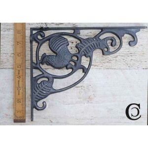 Black Country Metalworks Antique Iron Cockerel Shelf Bracket With 2 Hooks 250 X 200mm/10\" X 8\ Black Country Metalworks Antique Iron Cockerel Shelf Bracket With 2 Hooks 250 X 200mm/10\" X 8\
