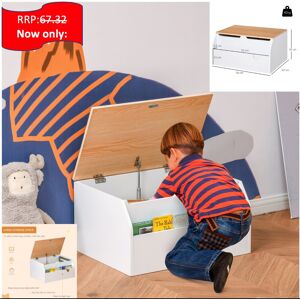 Homcom Wooden Kids Toy Box Children Storage Chest Organiser Book Slot White Homcom Wooden Kids Toy Box Children Storage Chest Organiser Book Slot White