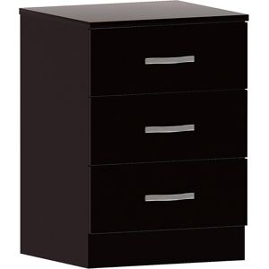 Vida Designs Black Bedside Cabinet Chest Of Drawers, 3 Drawer With Metal Handle Vida Designs Black Bedside Cabinet Chest Of Drawers, 3 Drawer With Metal Handle