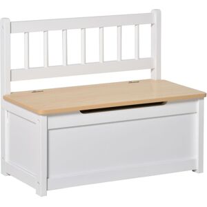 Homcom 2 In 1 Wooden Toy Box, Kids Seat Bench Storage Chest, 60 X 30 X 50cm - White Homcom 2 In 1 Wooden Toy Box, Kids Seat Bench Storage Chest, 60 X 30 X 50cm - White