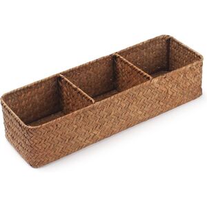 Decrafts Seagrass Storage Basket With 3 Sections Woven Shelf Baskets For Organizing (Nat Decrafts Seagrass Storage Basket With 3 Sections Woven Shelf Baskets For Organizing (Nat