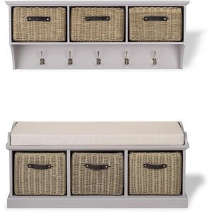 Statement Furniture Tetbury Truffle Hallway Hanging Shelf & Large Bench With Strong Storage Baskets Statement Furniture Tetbury Truffle Hallway Hanging Shelf & Large Bench With Strong Storage Baskets