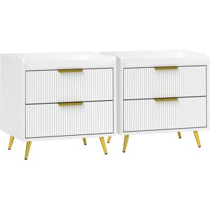 Homcom Bedside Table Set Of 2 With 2 Drawers For Bedroom, Living Room, White Homcom Bedside Table Set Of 2 With 2 Drawers For Bedroom, Living Room, White