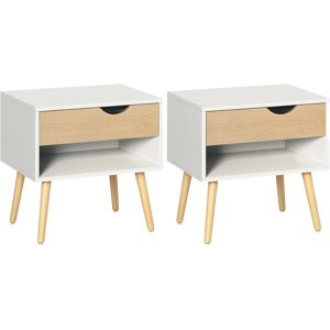 Homcom Oak White Bedside Nightstand - Nightstand Homcom Oak White Bedside Nightstand - Nightstand