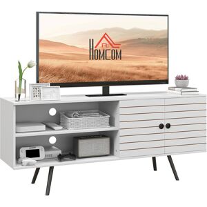 Homcom 65in Television Unit, 145w X 38d X 65h Cm, White, 2 Shelves & Door Homcom 65in Television Unit, 145w X 38d X 65h Cm, White, 2 Shelves & Door