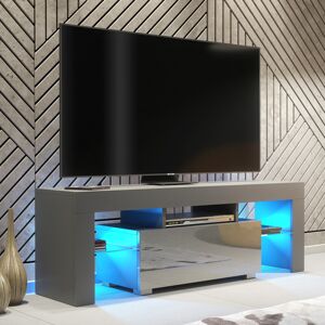 Olivia Furniture 130cm Tv Unit Cabinet Sideboard Dark Grey High Gloss Doors Free Led Light Olivia Furniture 130cm Tv Unit Cabinet Sideboard Dark Grey High Gloss Doors Free Led Light