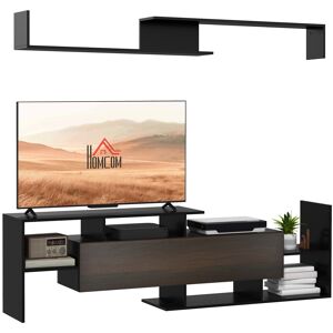 Homcom Tv Cabinet Unit W/ Wall-Mounted Shelf, Open Shelves Black And Brown Homcom Tv Cabinet Unit W/ Wall-Mounted Shelf, Open Shelves Black And Brown