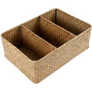 Sodial 4x(3-Section Wicker Baskets For Shelves, Hand-Woven Seagrass Storage8759 Sodial 4x(3-Section Wicker Baskets For Shelves, Hand-Woven Seagrass Storage8759