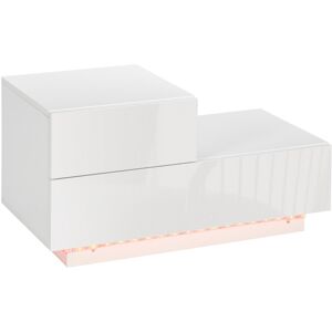 Homcom High Gloss Front Bedside Table Nightstand With Led Light Remote White Homcom High Gloss Front Bedside Table Nightstand With Led Light Remote White