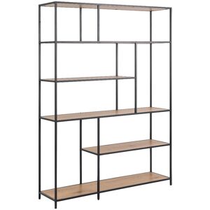 Seaford Bookcase With 5 Shelves In Black And Oak Seaford Bookcase With 5 Shelves In Black And Oak