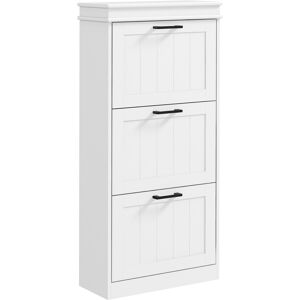 Homcom Slim Shoe Storage Cabinet With 3 Flip Drawers For Entryway, White Homcom Slim Shoe Storage Cabinet With 3 Flip Drawers For Entryway, White