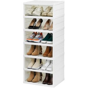 Taylor 6 Tier Double Stackable Shoe Storage Boxes Clear Foldable Trainers Organiser Taylor 6 Tier Double Stackable Shoe Storage Boxes Clear Foldable Trainers Organiser