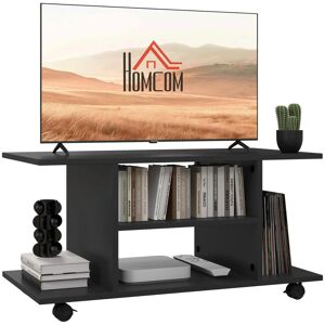 Homcom Modern Tv Cabinet Stand Storage Shelves Table Mobile Bedroom Black Homcom Modern Tv Cabinet Stand Storage Shelves Table Mobile Bedroom Black