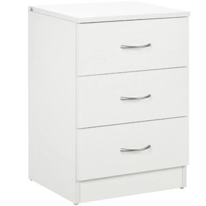 Homcom Modern 3 Drawers Side Cabinet Wooden Bedside Table White Homcom Modern 3 Drawers Side Cabinet Wooden Bedside Table White