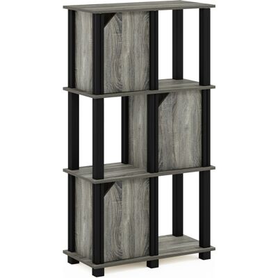 Furinno - Brahms 4-Tier - French Oak/Black - Storage Shelf Furinno - Brahms 4-Tier - French Oak/Black - Storage Shelf