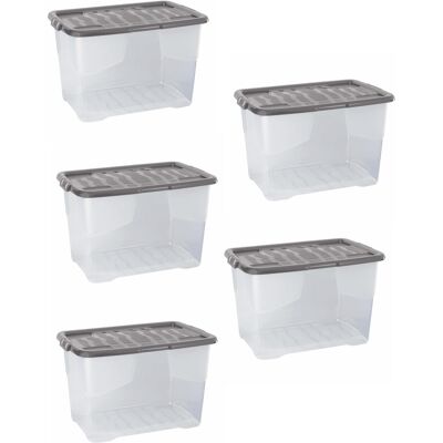 Strata - 65L Curve - Clear - Grey Lid - Storage Box Strata - 65L Curve - Clear - Grey Lid - Storage Box