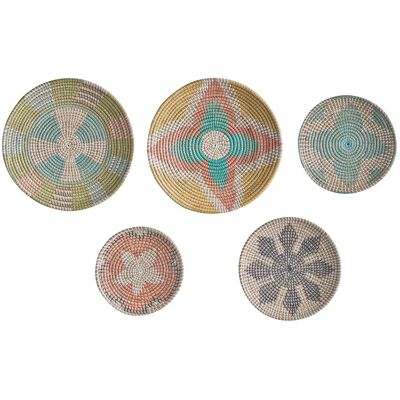 Beliani Seagrass Wall Decor Set - Rustic Handmade Wall Plates Beliani Seagrass Wall Decor Set - Rustic Handmade Wall Plates