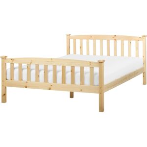 Beliani Pine Wood Bed - Scandinavian Style - 140x200cm Beliani Pine Wood Bed - Scandinavian Style - 140x200cm