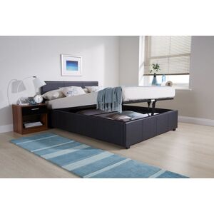 GFW Black Faux Leather King Size End Lift Ottoman Bed - Bed Frame GFW Black Faux Leather King Size End Lift Ottoman Bed - Bed Frame