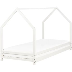 Beliani Kids House Bed White Pine Wood EU Single Size 3ft - Kids Bed Beliani Kids House Bed White Pine Wood EU Single Size 3ft - Kids Bed