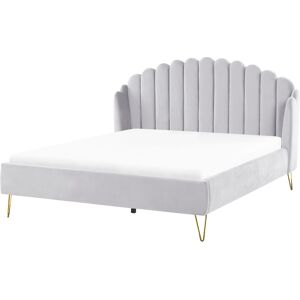 Beliani Bed EU Super King Velvet Light Grey - Bed Beliani Bed EU Super King Velvet Light Grey - Bed