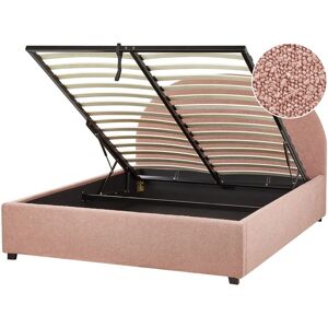 Beliani Storage Bed Pastel Pink Boucle Double Size - Storage Bed Beliani Storage Bed Pastel Pink Boucle Double Size - Storage Bed