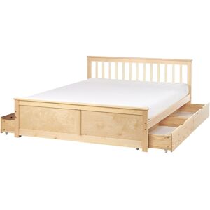 Beliani Bed With Storage Olendon 160 X 200 Cm (Eu King Size) With Storage Wood Light Woo Beliani Bed With Storage Olendon 160 X 200 Cm (Eu King Size) With Storage Wood Light Woo