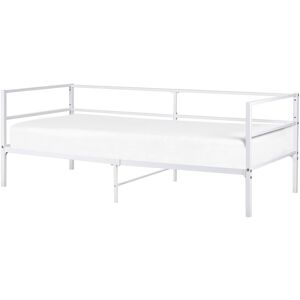 Beliani Bed White Metal EU Single - Industrial Style with Slats Beliani Bed White Metal EU Single - Industrial Style with Slats