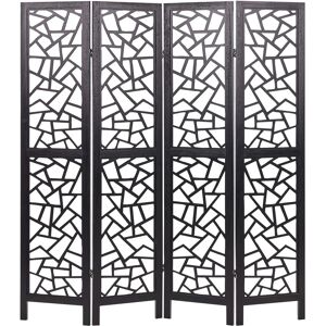 Beliani Black Paulownia Wood 4-Panel Room Divider - Room Type Beliani Black Paulownia Wood 4-Panel Room Divider - Room Type