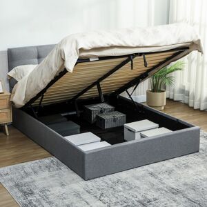 Homcom Upholstered Ottoman Bed, 5ft King Storage Bed Frame, Grey Homcom Upholstered Ottoman Bed, 5ft King Storage Bed Frame, Grey