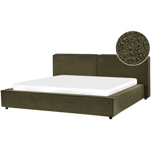 Beliani Dark Green Bouclé Double Bed - Bed Beliani Dark Green Bouclé Double Bed - Bed
