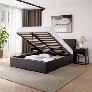 Single 3ft Ottoman Bed Black Faux Leather Gas Lift Storage Frame Luna Single 3ft Ottoman Bed Black Faux Leather Gas Lift Storage Frame Luna