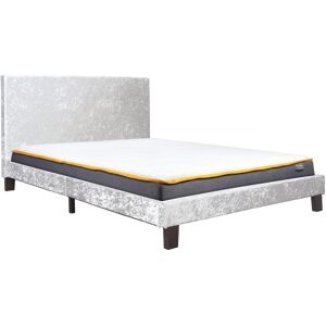 King Size Bed Frame & Mattress Silver Velvet Fabric Birlea Sleepsoul Paris 5ft King Size Bed Frame & Mattress Silver Velvet Fabric Birlea Sleepsoul Paris 5ft