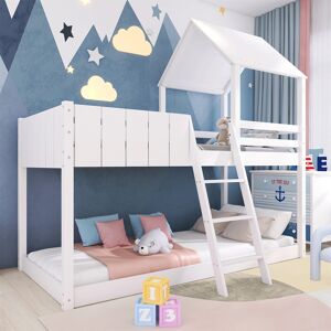 Merax Wooden Bunk Beds 3ft Treehouse Loft Bed Kids Mid-Sleeper Cabin Bed 90x190 White Merax Wooden Bunk Beds 3ft Treehouse Loft Bed Kids Mid-Sleeper Cabin Bed 90x190 White