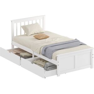Homcom Storage Bed With 2 Drawers, Pine Wood Bed Frame, 90 X 190 Cm, White Homcom Storage Bed With 2 Drawers, Pine Wood Bed Frame, 90 X 190 Cm, White