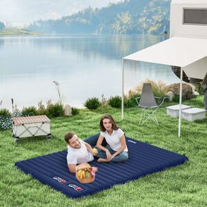Outsunny Portable Inflatable Bed Double Mattress Camping Sleeping For Travel Navy Blue Outsunny Portable Inflatable Bed Double Mattress Camping Sleeping For Travel Navy Blue