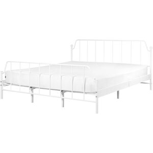 Beliani Bed Metal Mauressac 180 X 200 Cm (Eu Super King) White Beliani Bed Metal Mauressac 180 X 200 Cm (Eu Super King) White