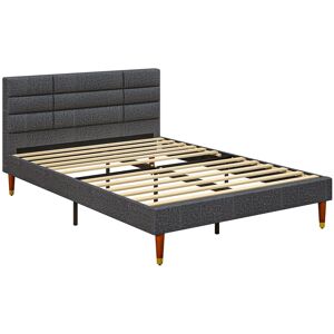 Homcom 4ft Upholstered Double Bed Frame W/ Wooden Slat No Box Spring Needed Homcom 4ft Upholstered Double Bed Frame W/ Wooden Slat No Box Spring Needed