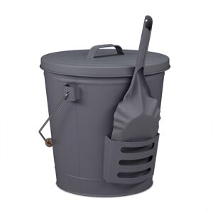 Relaxdays Ash Bucket Coal Scuttle 19 Litres Grey Ash Container Metal Ash Bin Fireproof Relaxdays Ash Bucket Coal Scuttle 19 Litres Grey Ash Container Metal Ash Bin Fireproof