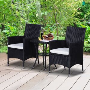 Homcom Garden & Patio Rattan Bistro Set, Black, Pe Rattan, 60cmx58.5cmx89.5cm, 3 Pcs Homcom Garden & Patio Rattan Bistro Set, Black, Pe Rattan, 60cmx58.5cmx89.5cm, 3 Pcs