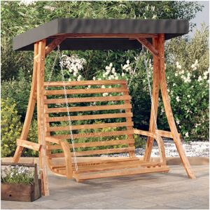 VidaXL Garden Swing with Canopy - Dark Wood Finish - Garden Swing VidaXL Garden Swing with Canopy - Dark Wood Finish - Garden Swing