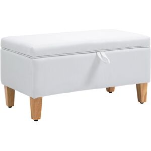 Homcom Linen Storage Ottoman Storage Box Footstool With Rubberwood Legs Cream Homcom Linen Storage Ottoman Storage Box Footstool With Rubberwood Legs Cream