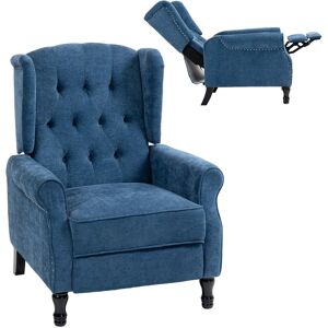 Homcom Manual Reclining Armchair Recliner With Footrest Royal Blue Homcom Manual Reclining Armchair Recliner With Footrest Royal Blue