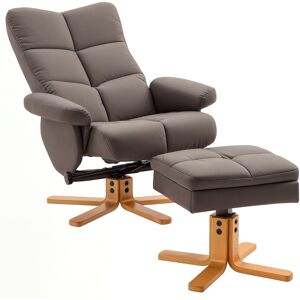 Homcom Recliner Chair And Footstool Pu Leather Wooden Base Brown Homcom Recliner Chair And Footstool Pu Leather Wooden Base Brown
